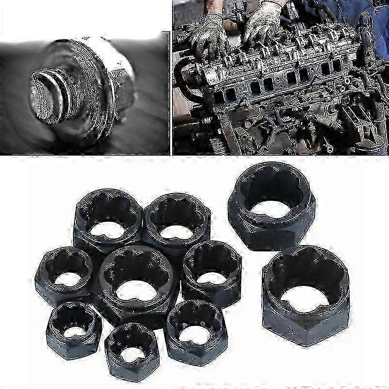 25-26 10Pcs Damaged Nut Bolt Remover Set Broken Screw Stripped Socket Stud Extractor