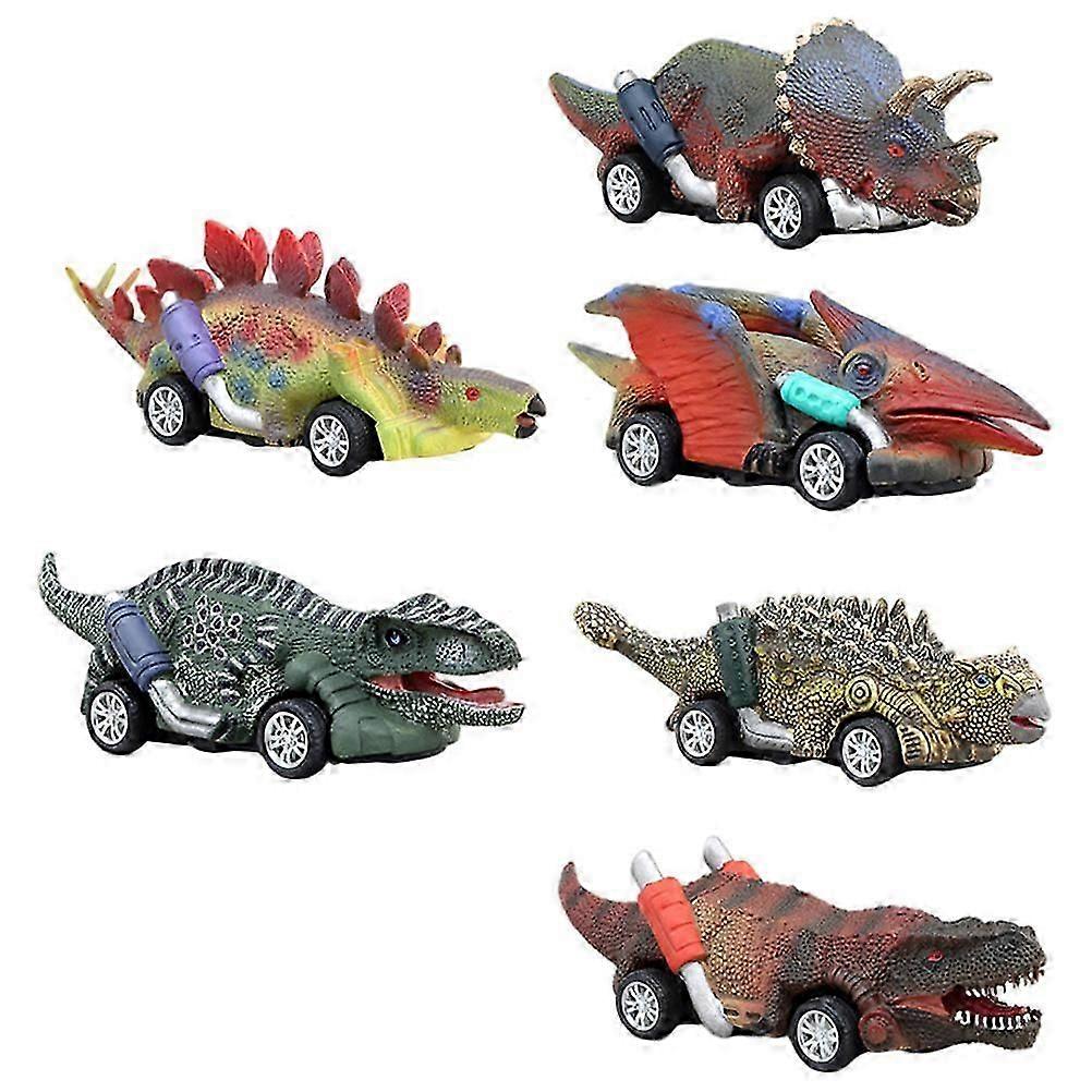 Dinosaurs Model Car Toy Pull-Back Function with 6Pcs Simulation Models