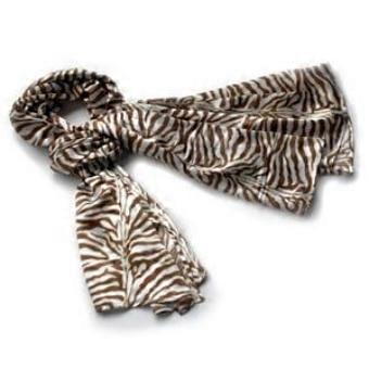 Brauner, auffälliger Schal/Tuch/Stola mit Zebra-Muster, aus superweicher Seide (groß).