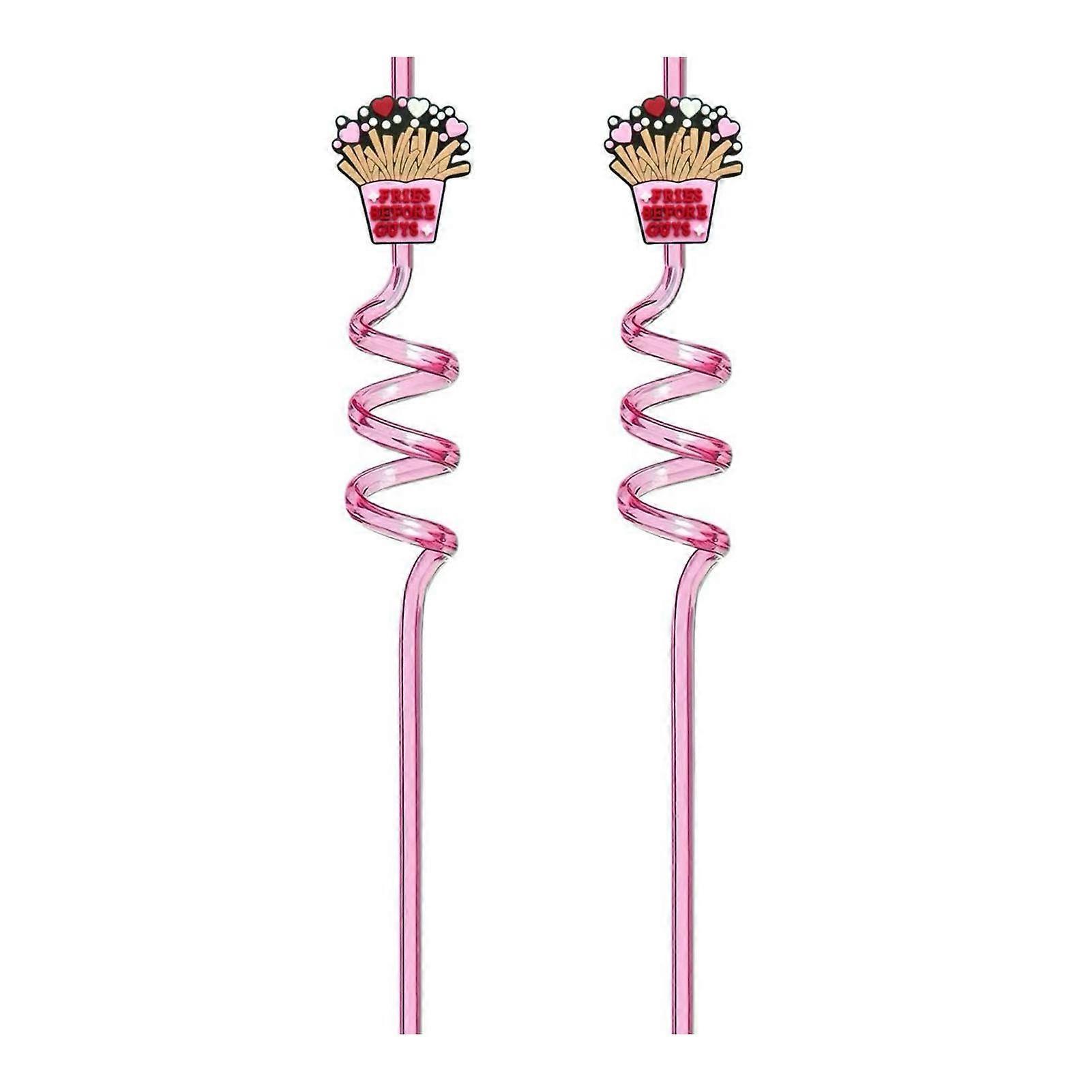 Spiral Bend Reusable Pink Straw