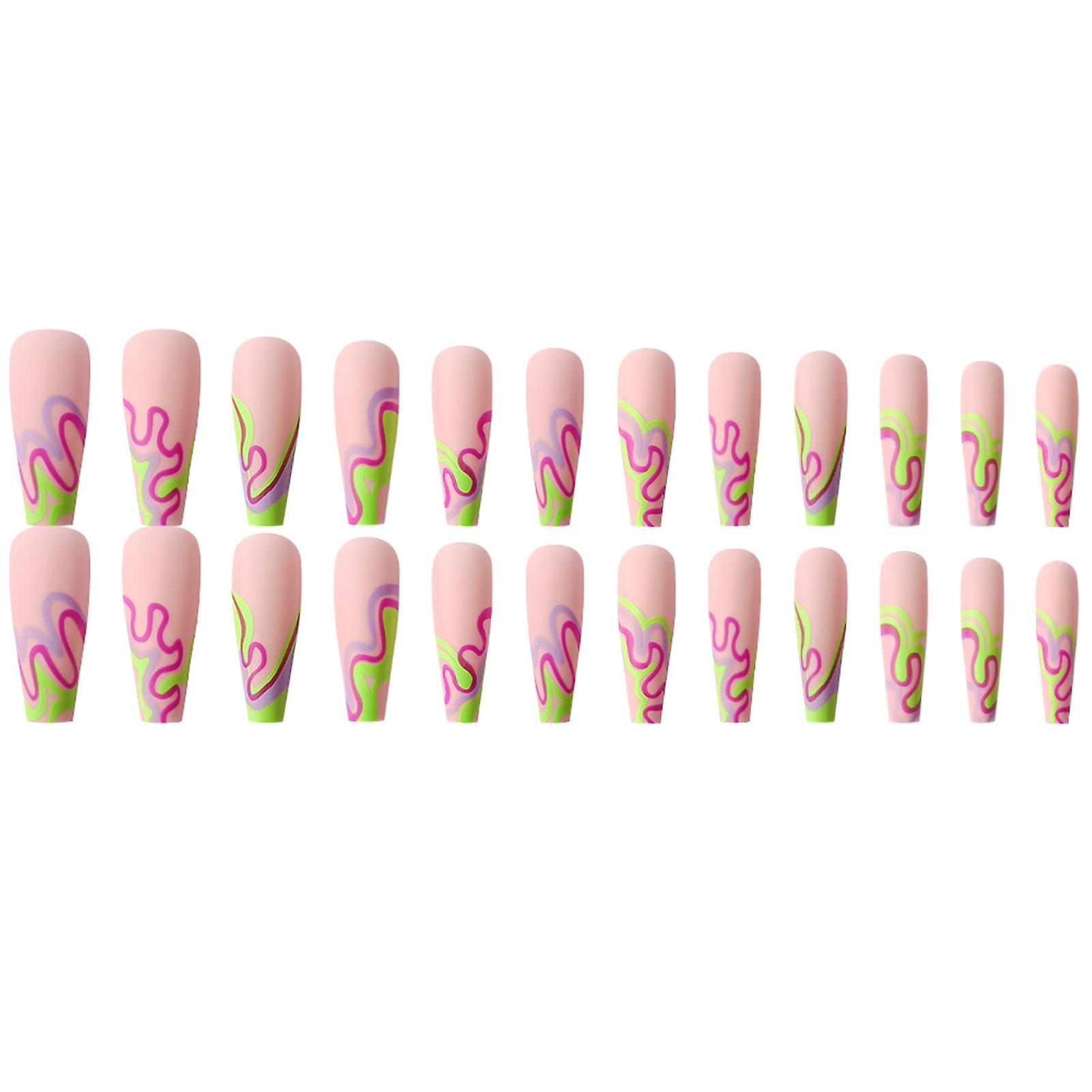 24pcs Reusable Nail Art Artificial Nails Unique Trendy Pattern Nail Pieces