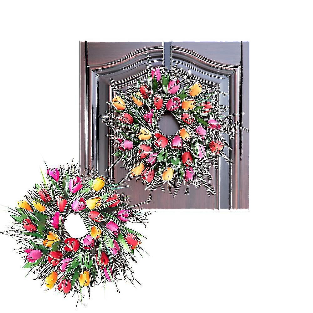 1pc Simulation Tulip Wreath, Garland Wall Hanging Door Home