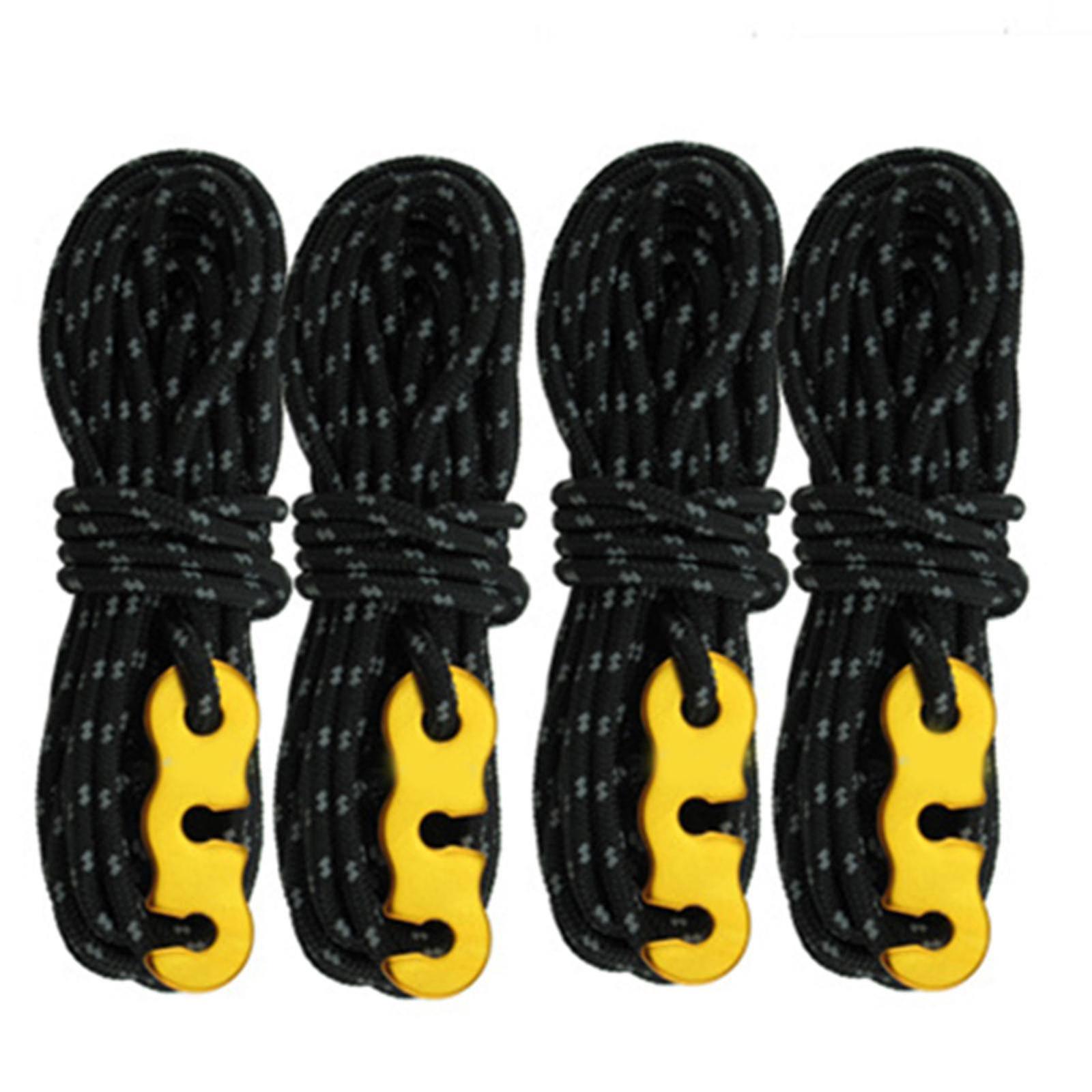 3mm Reflective Tent Cords With Rope Tensioners Adjuster Set Of 4 Light Nylon Camp Cord With Wind