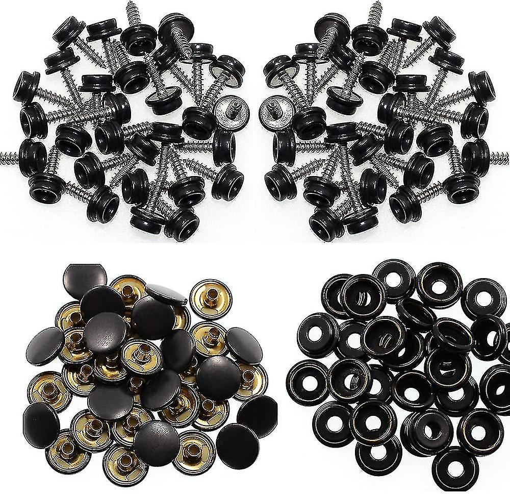 180pcs Canvas Snaps Kit, 60 Sets Stainless Steel Snap Fasteners Press Stud Kit With 3 Pieces Setting Tool In Storage Box For Boat Cover Furniture