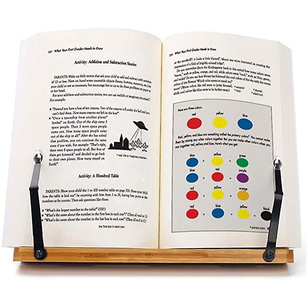 Bamboo Book Stand Cookbook Music Book Holder with 5 Adjustable Height New