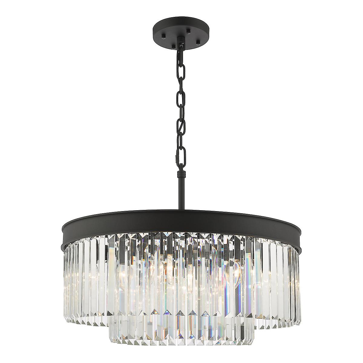 Dar Celeus 6 Light Chandelier Anthracite & Crystal