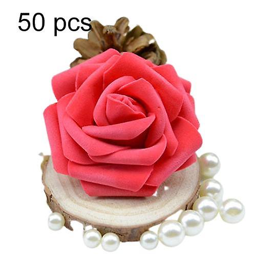 ZHOUBA 50Pcs Artificial Flowers Wedding Bride Bouquet Party Decor Foam Rose Heads