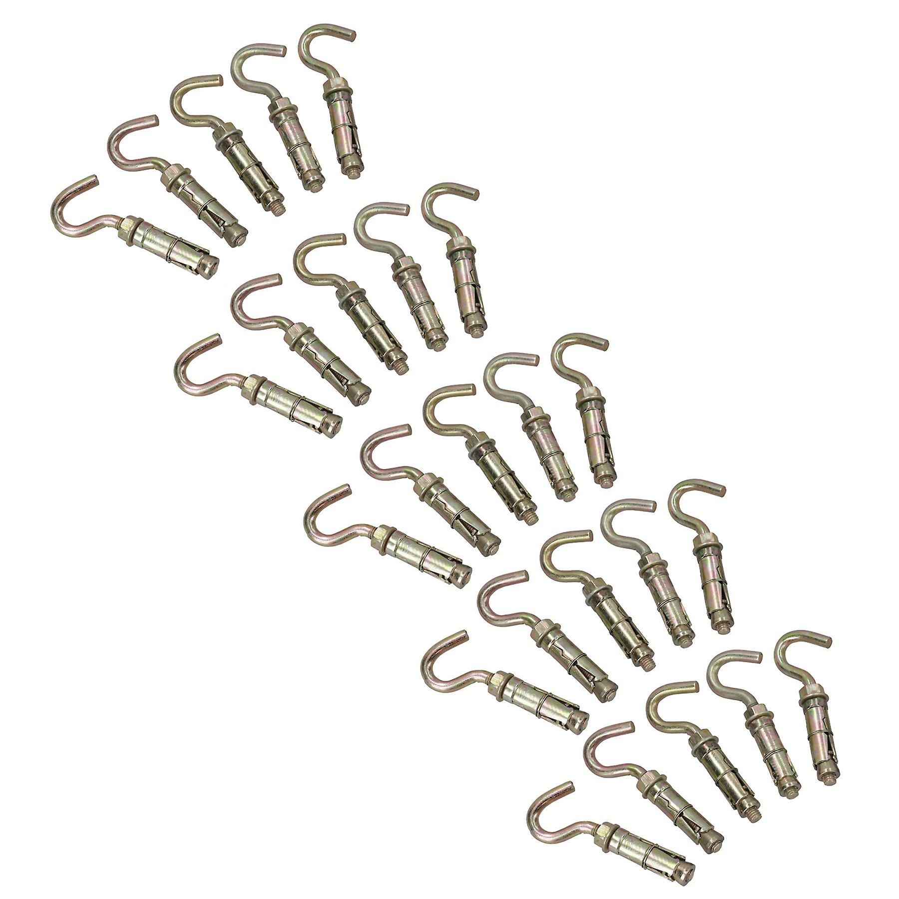 8mm Open Hook Eye Bolts Rawl Shield Wall Anchor Expansion Brick Stone 30 Pack