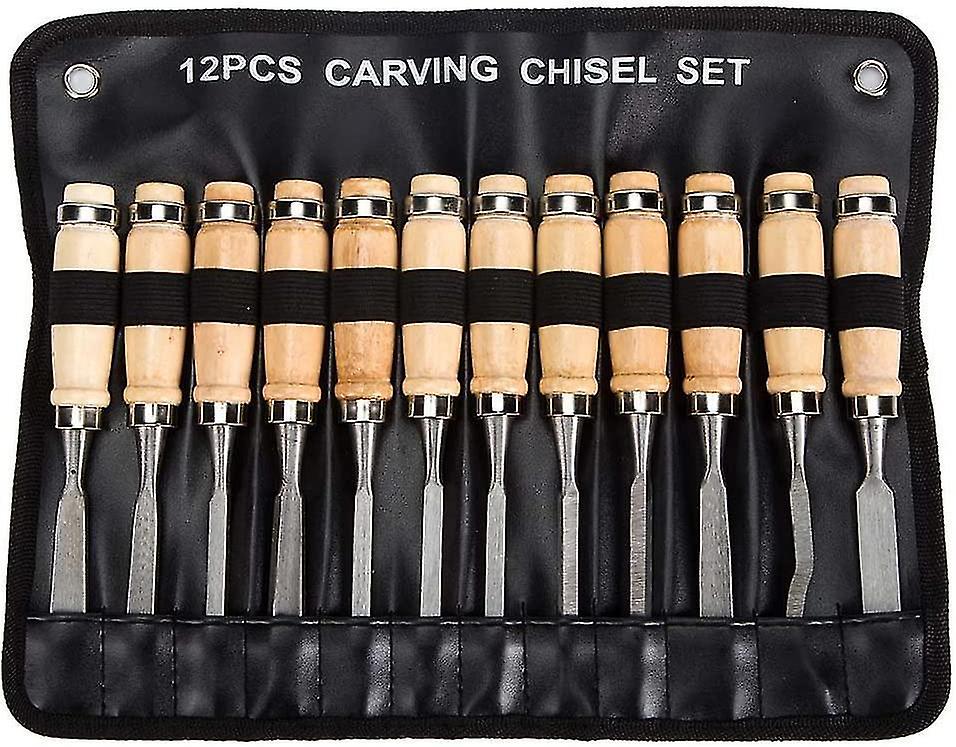 Professional Woodworking Chisel Set - Eleoption Set Of 12 Sharp Woodworking Tools With Carrying Case
