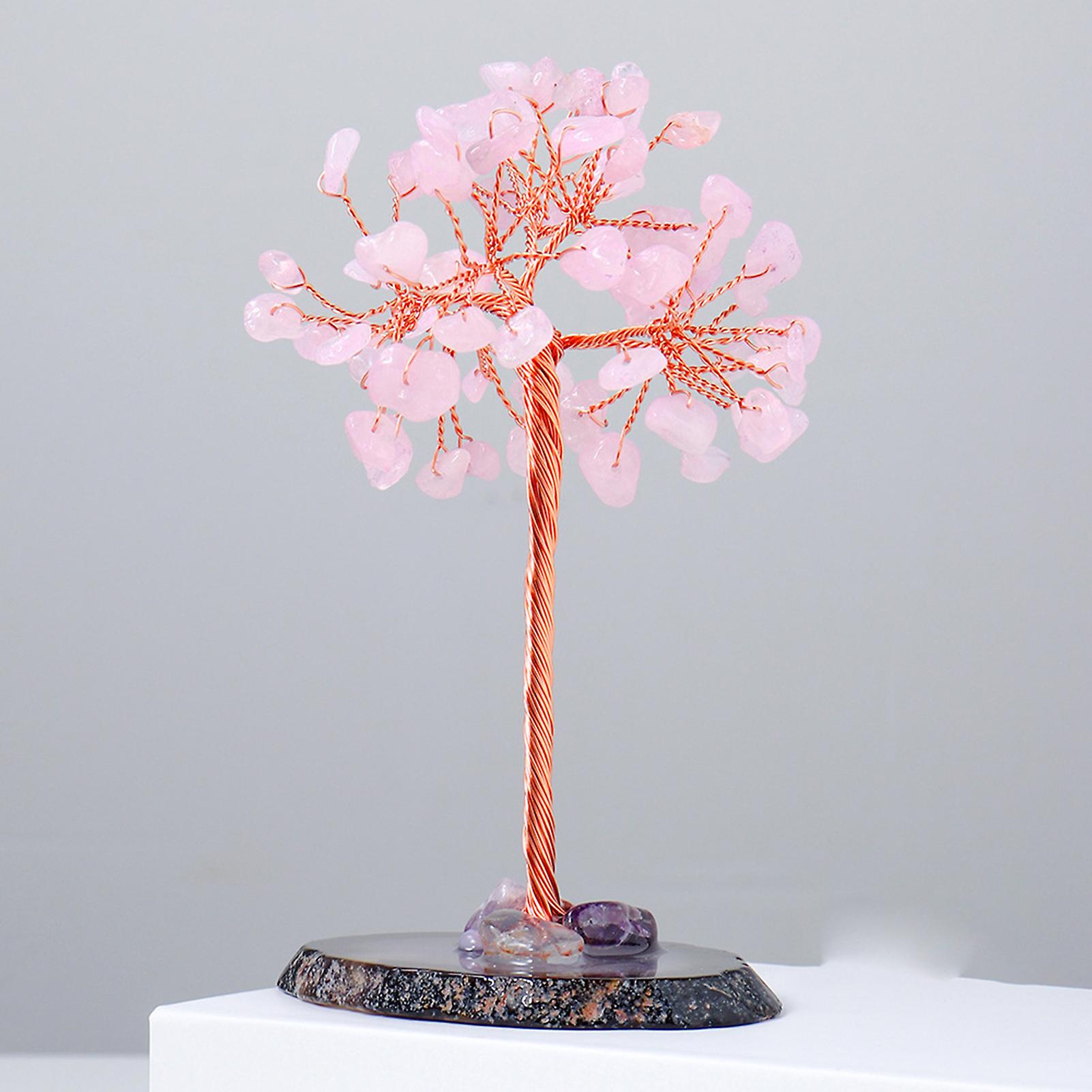 Natural Crystals Tree Agate Slices Base Woven Tree Stone Attract Luck Tree