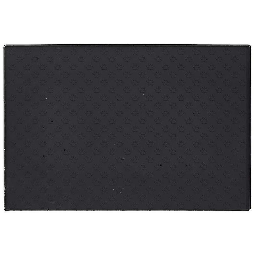 Pet Placemat For Dog And Cat, Mat For Prevent Overflow, 48x30cm Black