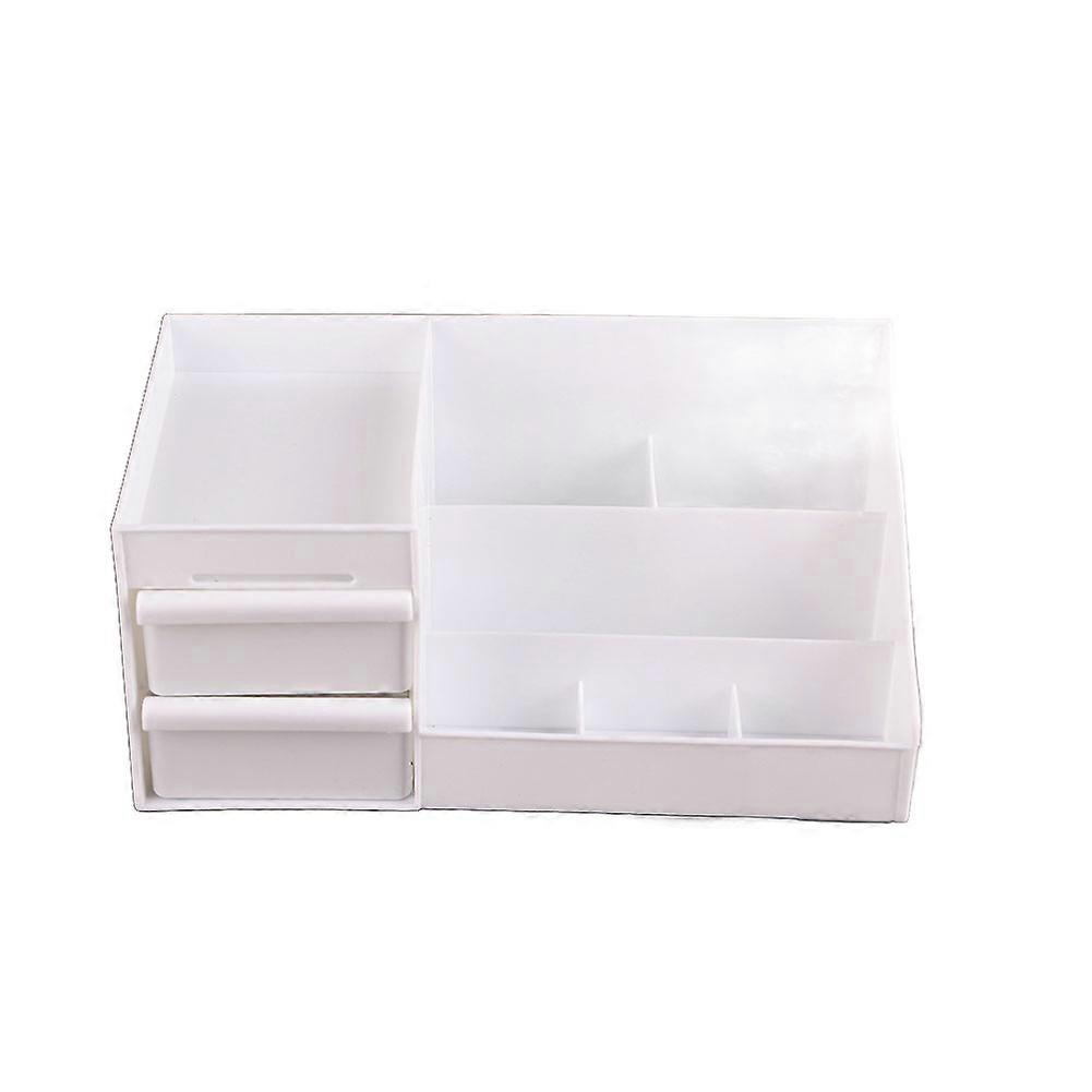 Cosmetic Storage Box Elegant Multifunctional Cosmetics Storage Display with Drawers for School Office Art Supplies M White