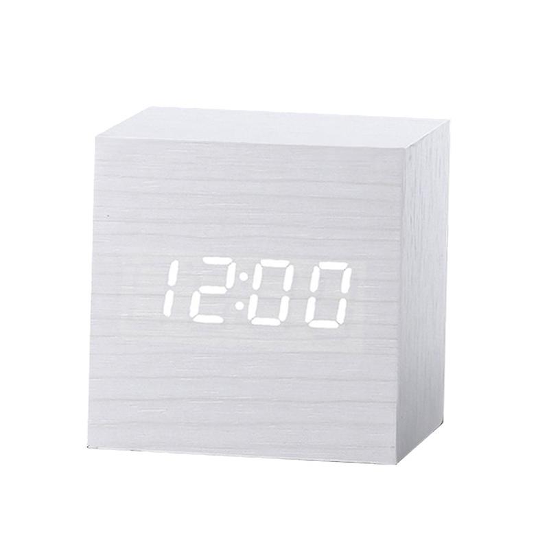 Multicolor Sounds Control Wooden LED Desk Alarm Clock