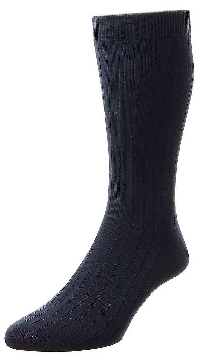 Pantherella Pembrey Sea Island Cotton Socks - Navy