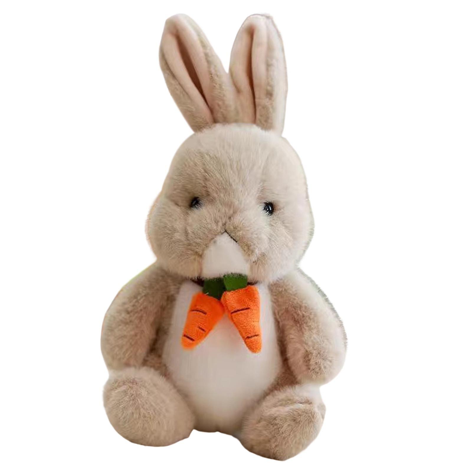 Stuffed Animals Carrot Scarf Soft Plush Rabbit Doll for Sofa Decoration Beige