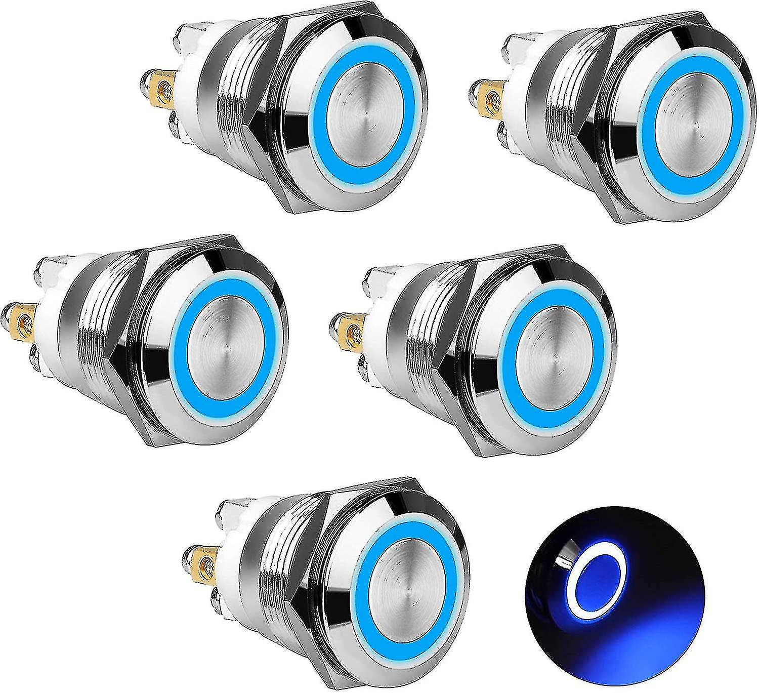 Lot De 5 Voyants Métalliques 19mm IP67 - Multicolores 12V AC/DC - Neuf Marque Uxcell