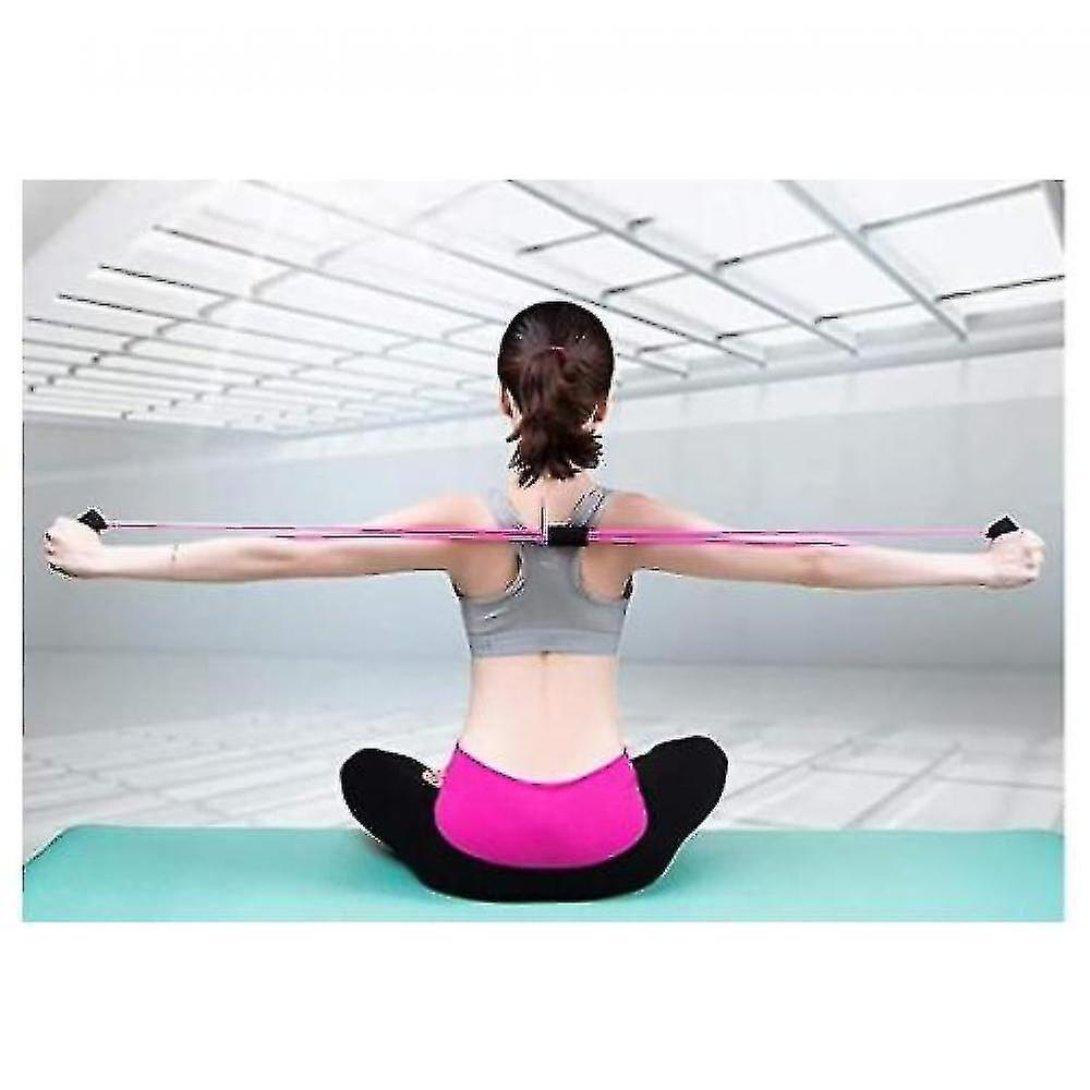 Hand Exercisers Set Of Two Figure Eight Latex Tensioners Open Shoulder Arm Elastic Rope Home Pink