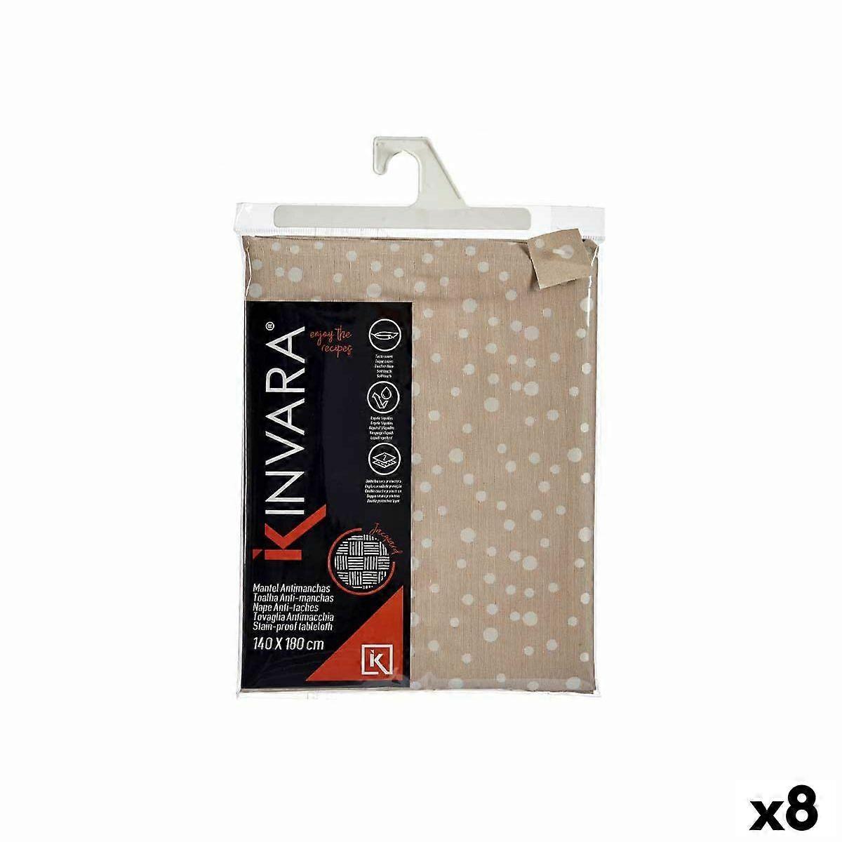 Stain-resistant tablecloth Kinvara White Beige Jacquard Stain-resistant dots 140 x 180 cm (8 pieces)