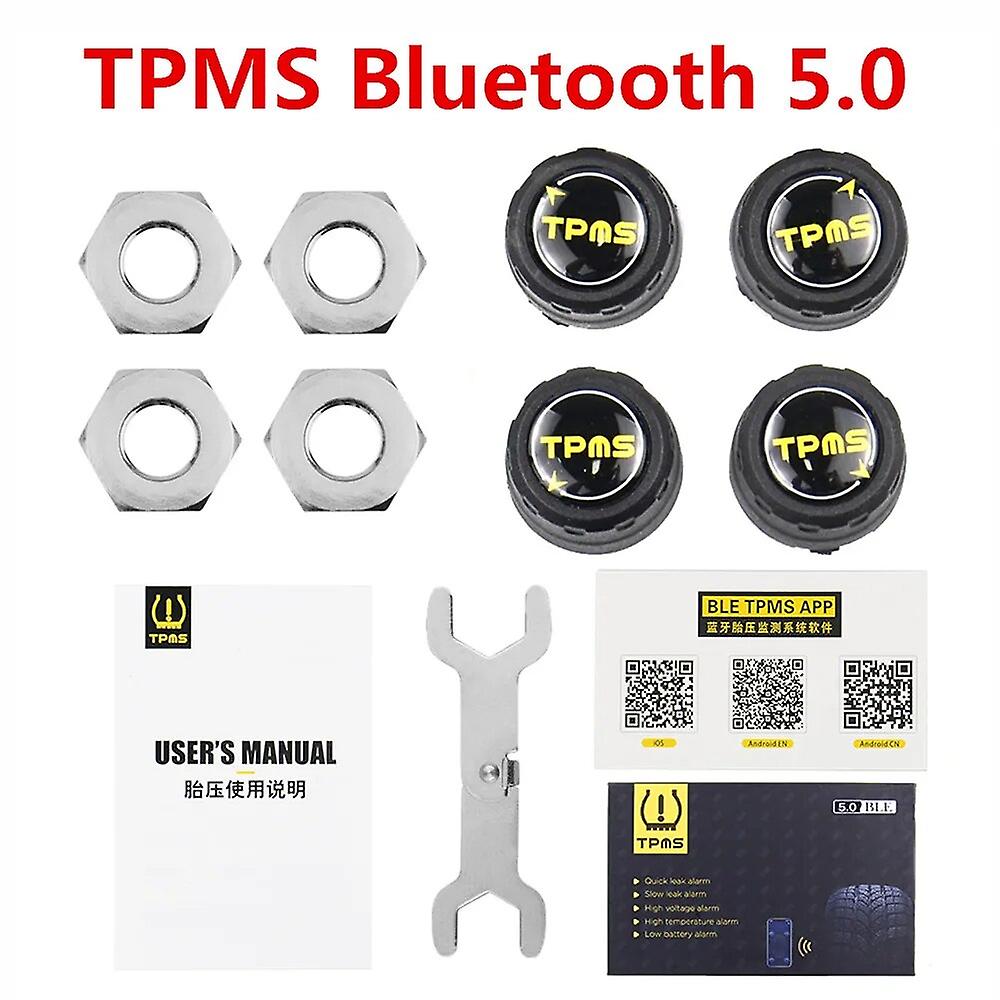 Tpms Bluetooth 4.0/5.0 Universal External Tyre Pressure Sensor Support Android & Ios Phone Wireless 4 External Sensors With App
