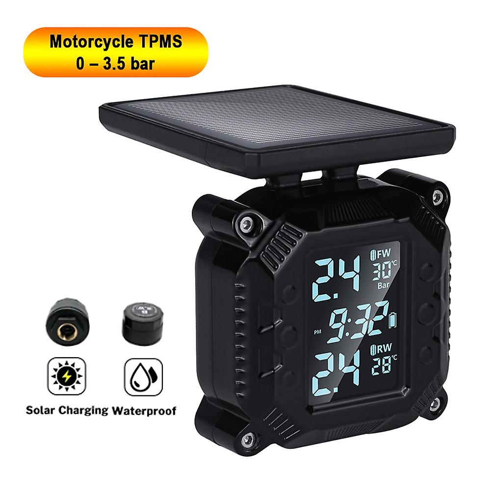 Usb Solar Motorcycle Tpms Moto Tire Pressure Monitoring System For Motorbike Motor Bike Scooter Tmps With 2 External Sensors