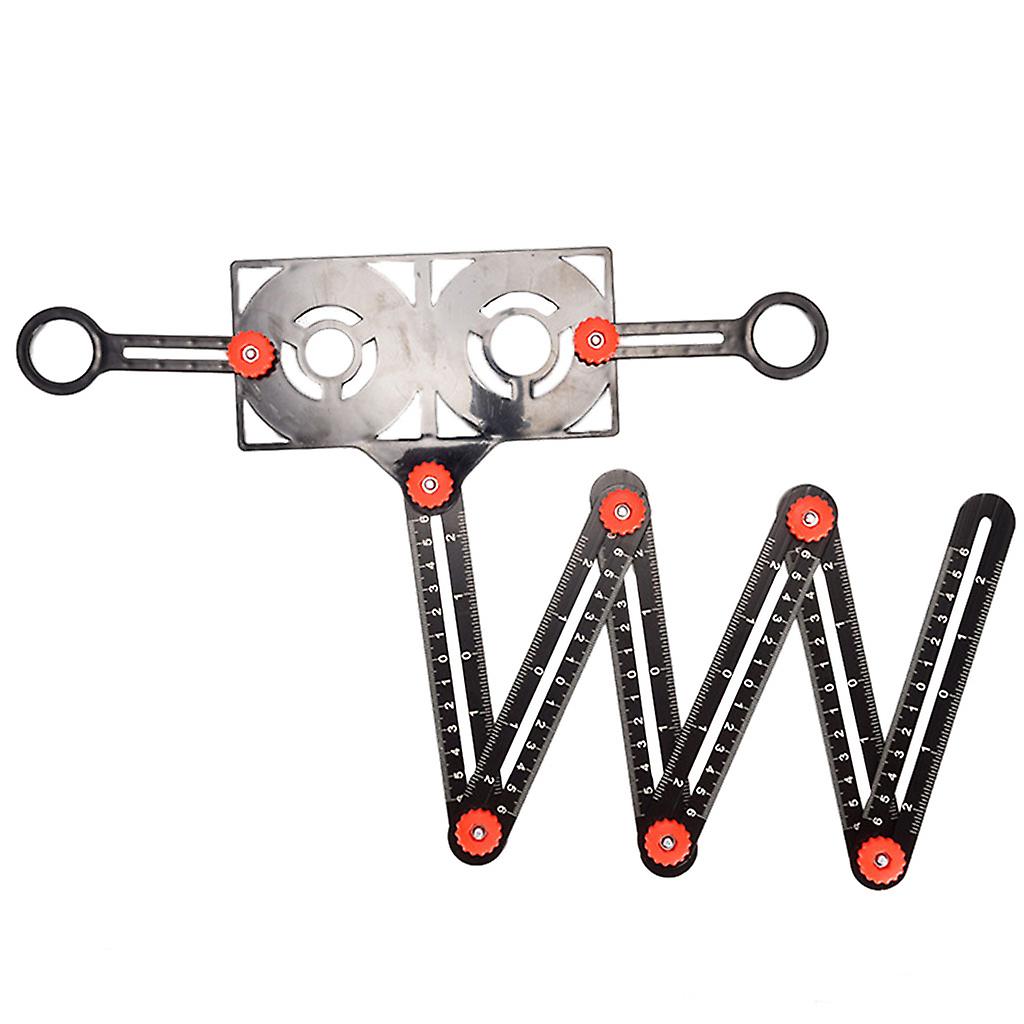 Multi Angle Ruler with Drilling Locator Template Tool for Tilers Measuring 6 fold
