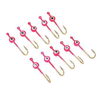 10Pcs Köpfe Angeln Köder Jigs Rosa High Carbon Stahl Rosa Eisfischen Jigs für Fische