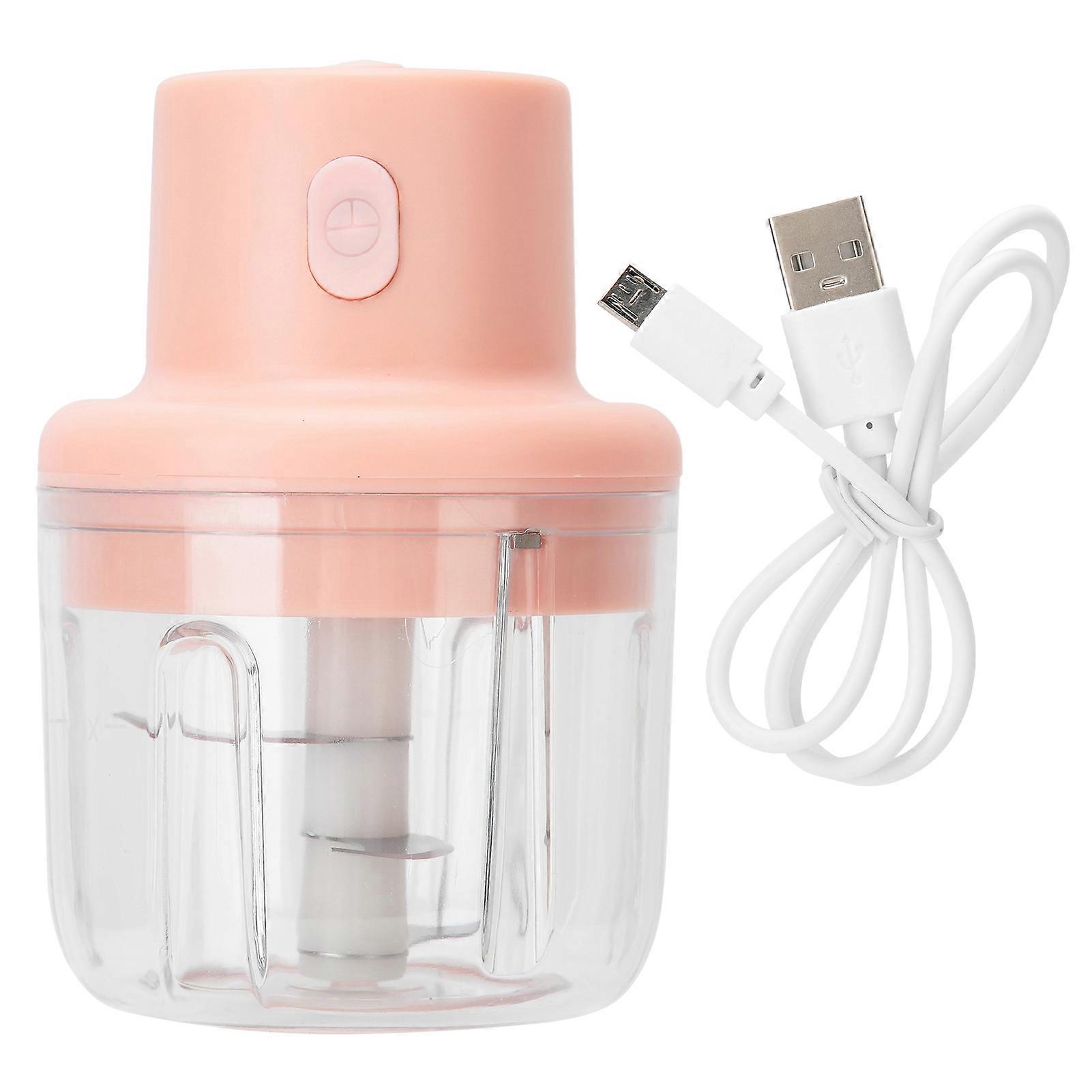 250ml Pink Electric Meat Grinder Mini Kitchen Grinder USB Charging