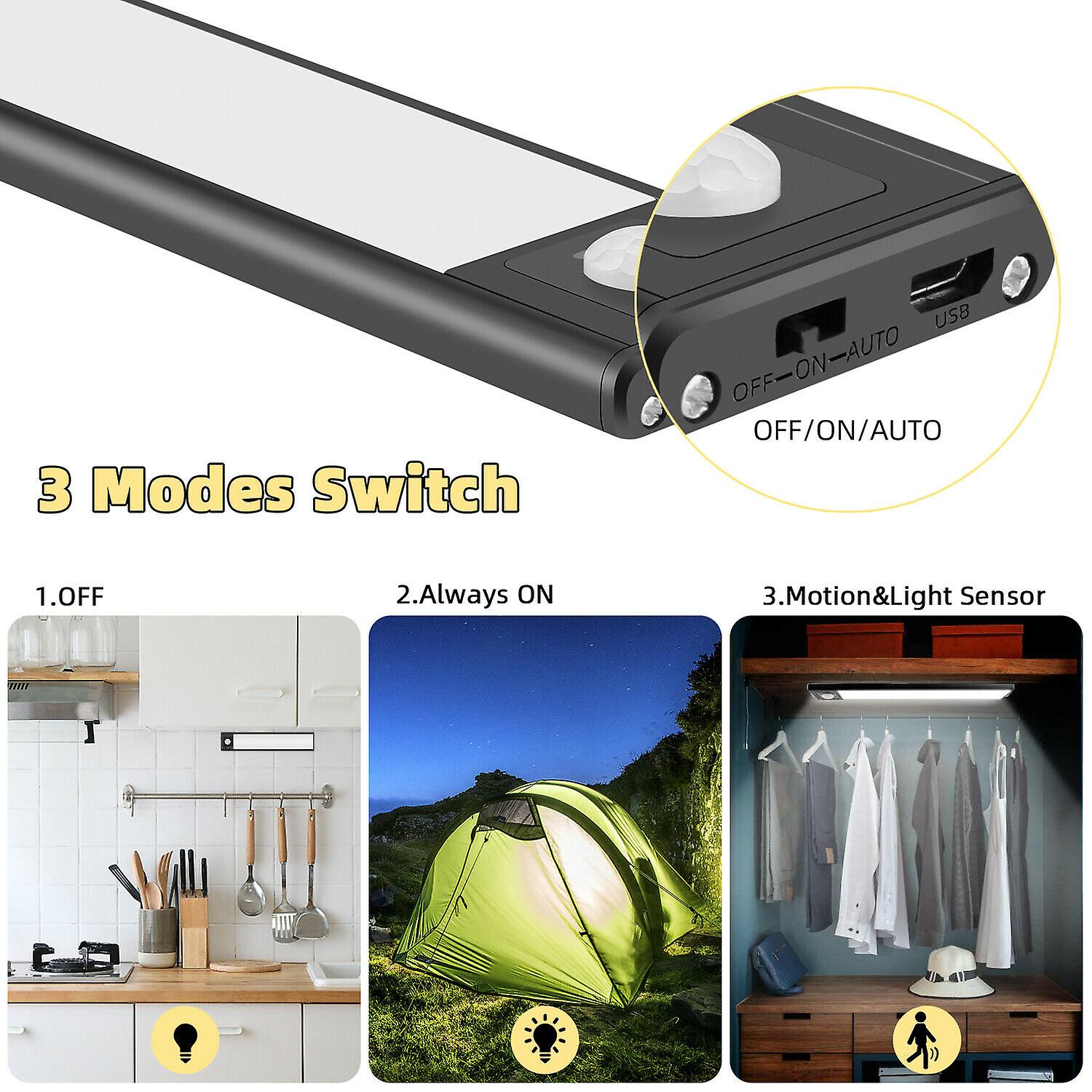 LED Motion Sensor Closet Light USB Rechargeable Wall Cabinet Kitchen Night Light