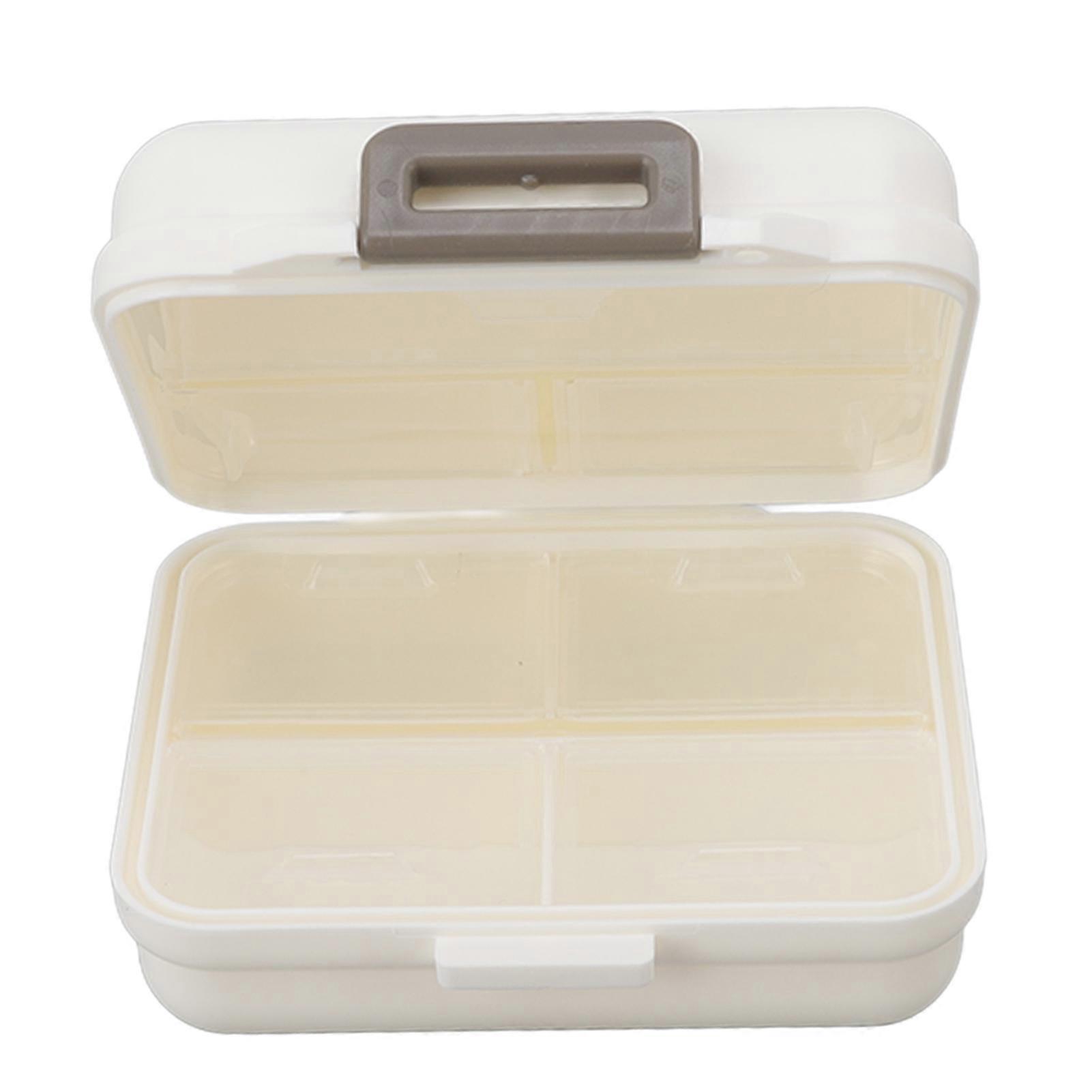 7 Compartments Pills Case Large Capacity Independent Opening Closing Small Portable White Pills Case for Travelling