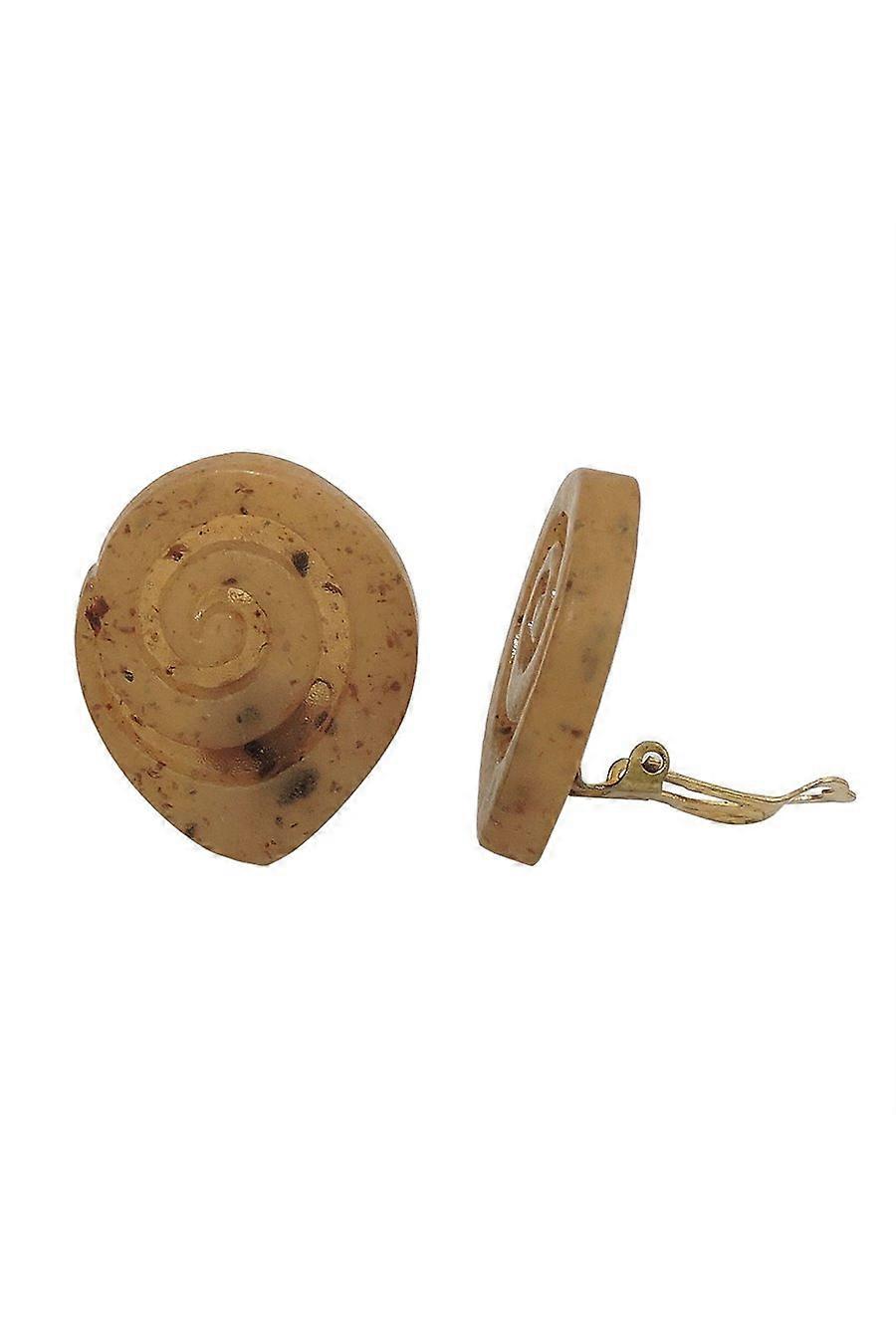 Clip-on Earring Screw Spiral Light Brown - Gl06779