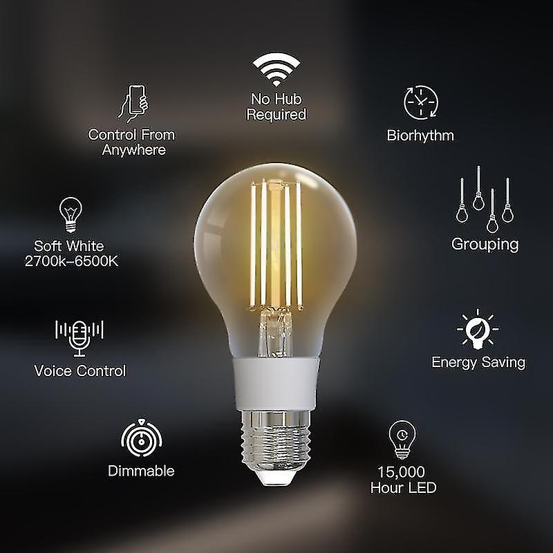 Wifi Smart Filament Bulb LED Lamp E27 Dimmable Lighting 2700k-6500k