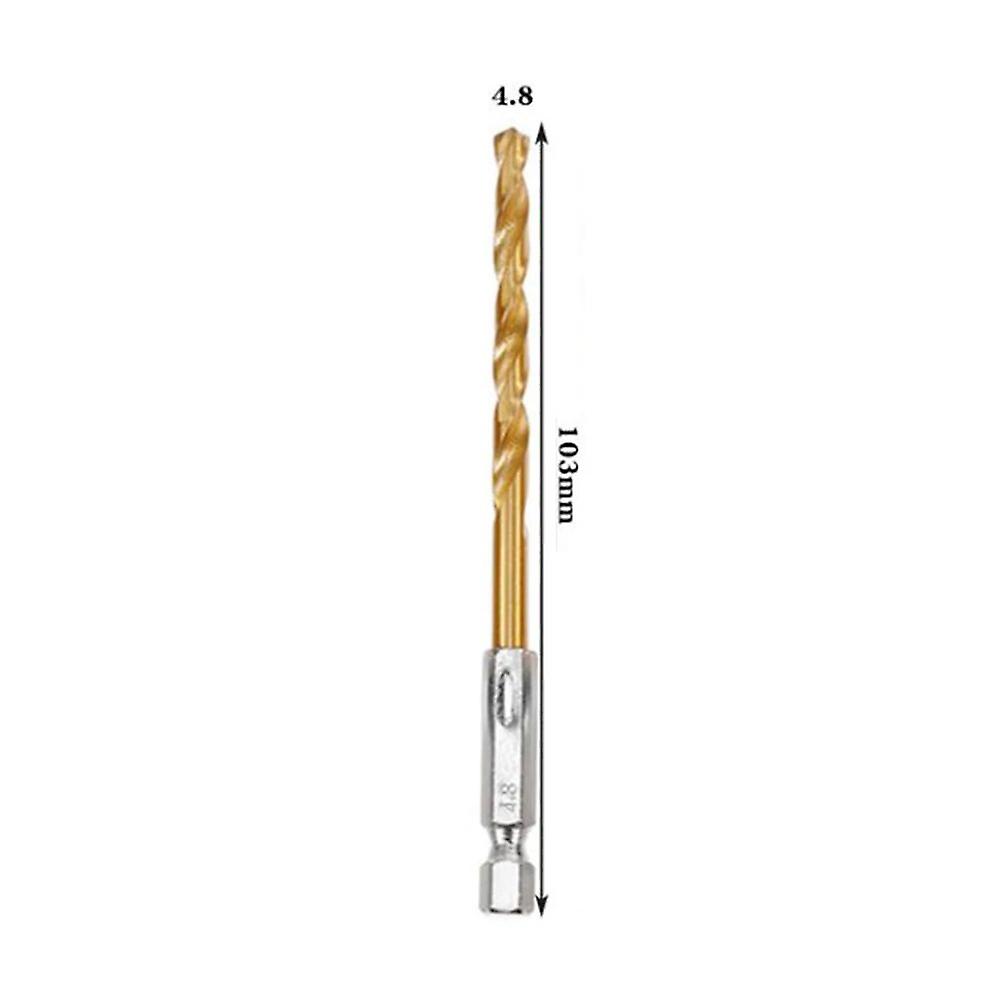 1pc High Speed Steel HSS Titanium Coated Drill Bits Bit 1/4 Hex Shank 1.5mm-6.5mm Hex Shank Twist Drill Bit 1/4 Hex Shank Tool~9718