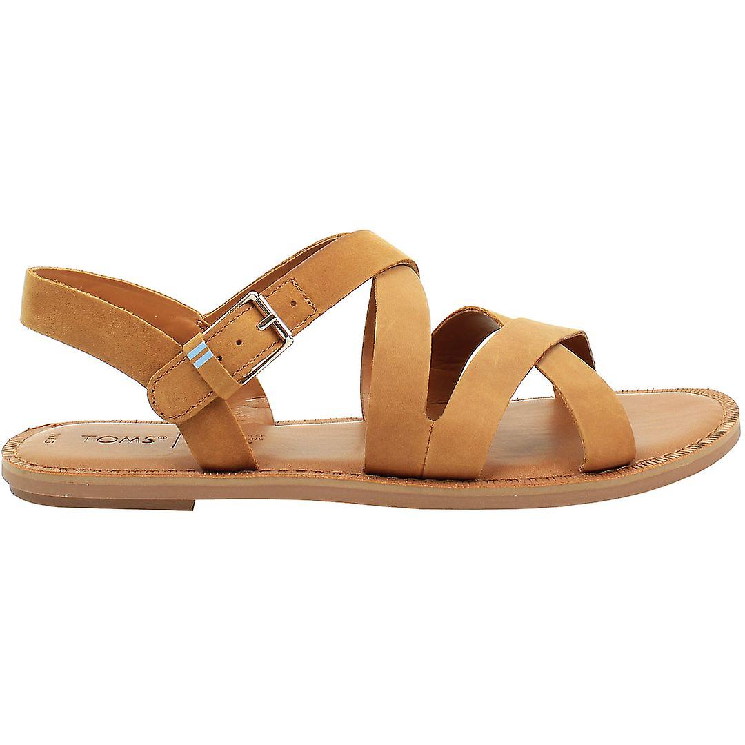 Toms Sicily Strap Up Brown Nubuck Leather Womens Sandals 10013440
