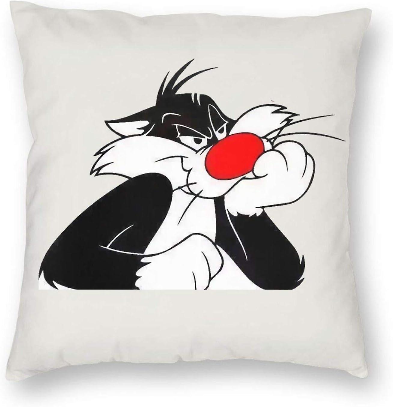 シルベスターキャットスローソファ枕カバーカークッションソファ枕カバー再利用可能なベッド枕カバースクエアクッションカバー16 "X16"