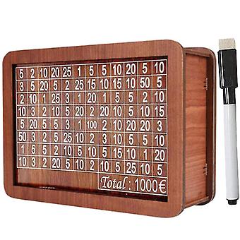 Money Saving Box, Wooden Money Box with Money Target and Number, Piggy Bank