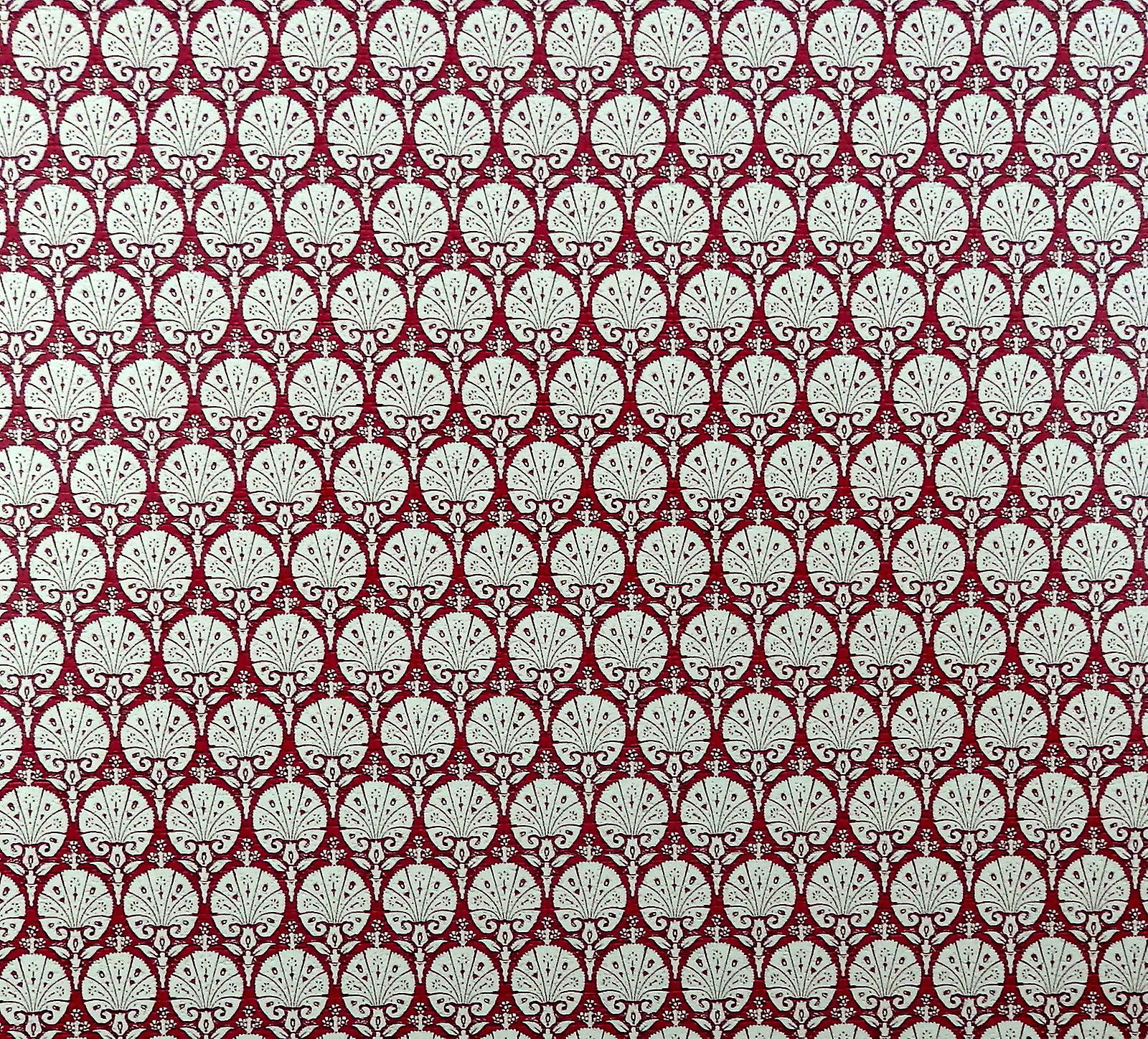 Dolls House Art Nouveau Red Fanned Shell Miniature Print Wallpaper