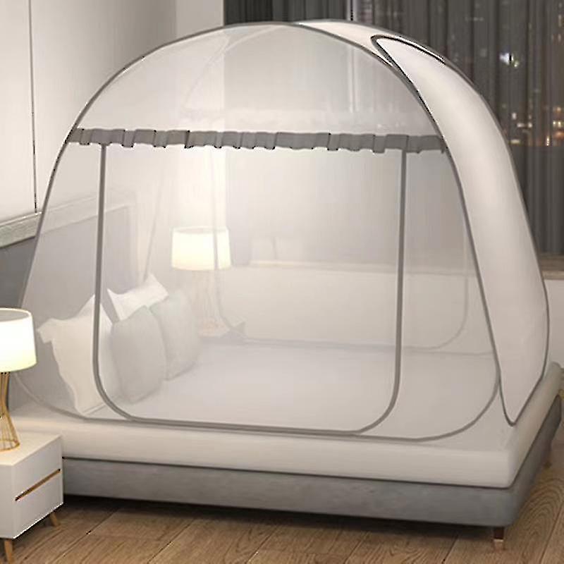 Folding Mosquito Net Free Installation With Bracket For Double Bed Anti Mosquito Bed Curtain Family Bedroom Magic Mosquito Net