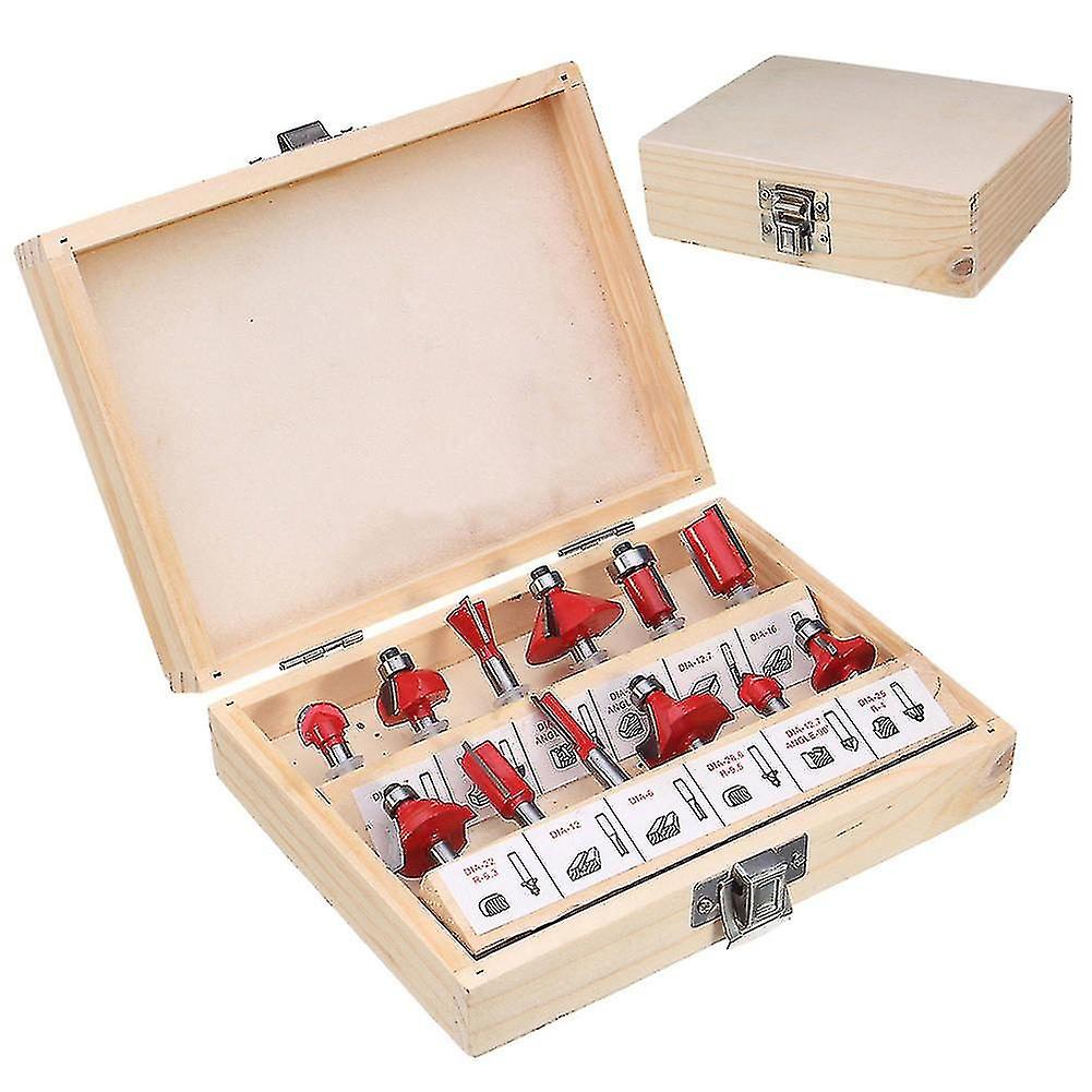 12-Piece 1/4" Router Bits Set - Tungsten Carbide Tip Woodworking Power Tools