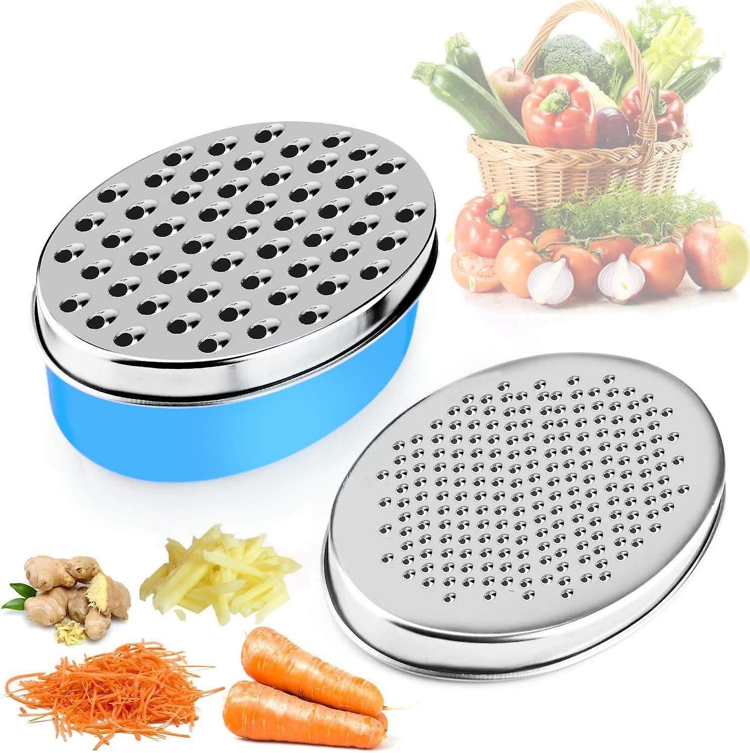 Cheese Grater with Food Container and Lid Fruit Vegetable Chopper (Blue)