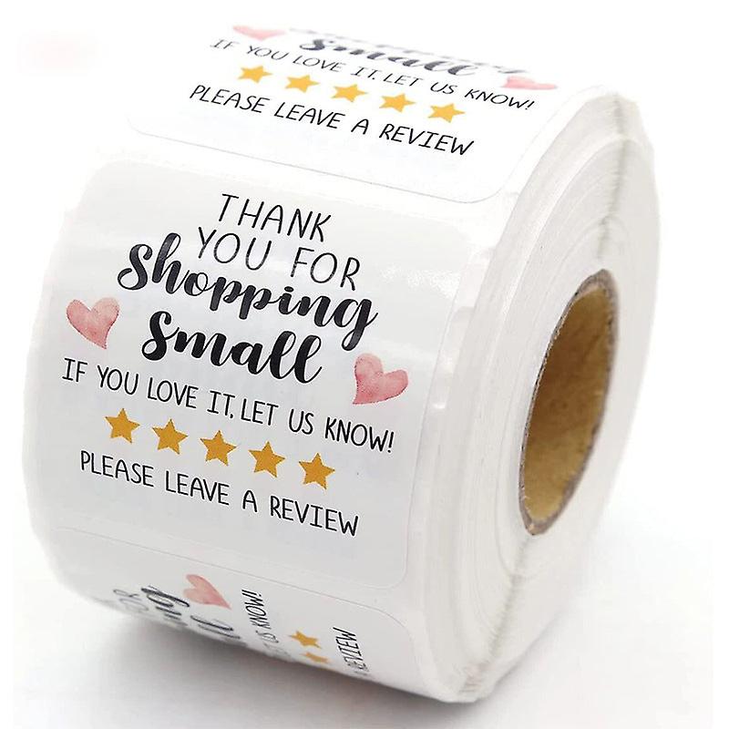 2X500pcs Xmas Christmas Square Thank You For Shopping Small Sticker Label