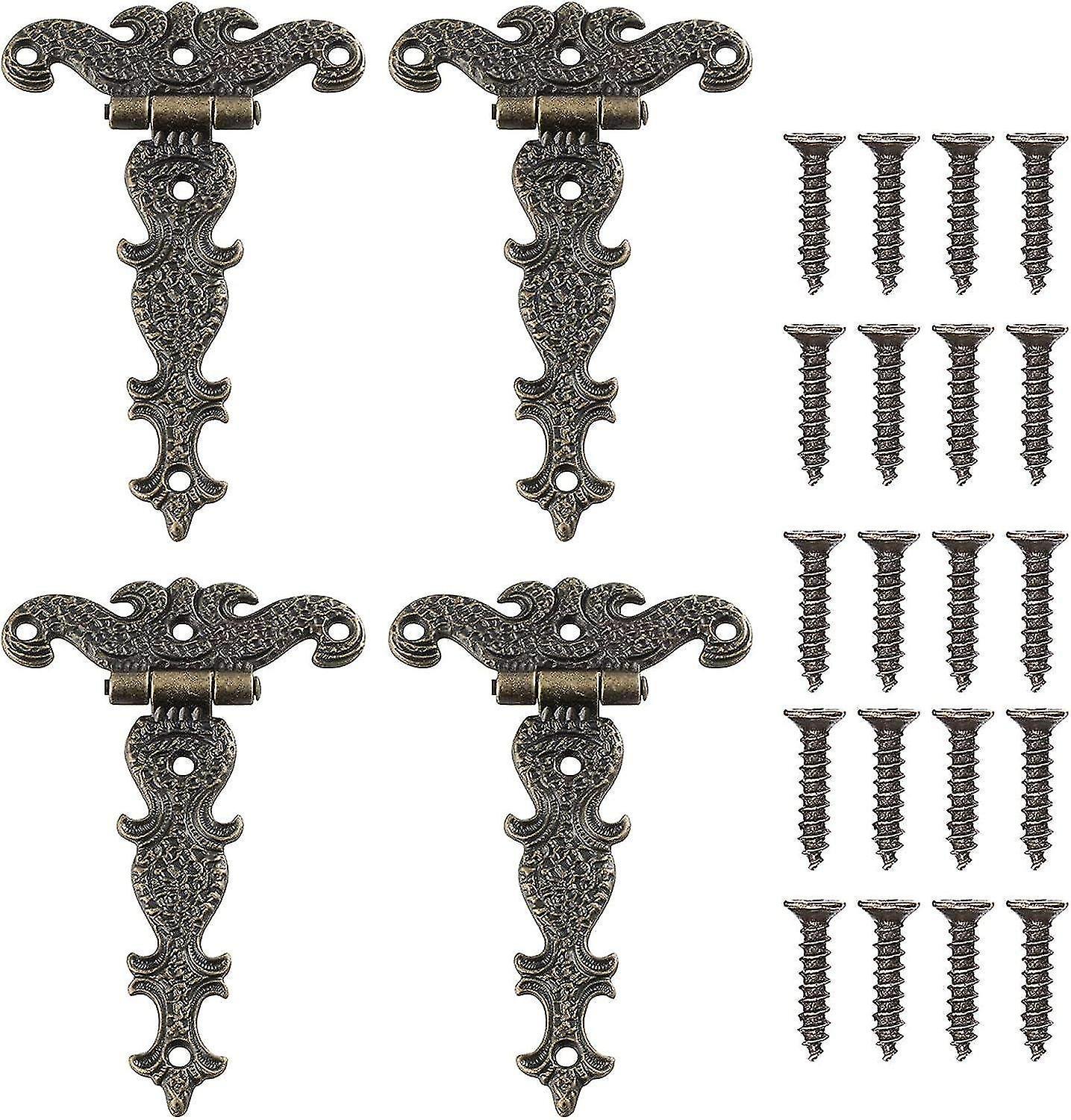 Pieces Retro Hinge, Retro Bronze Decorative Hinges with Mounting Screws, Suitable for Cabinet Furnit