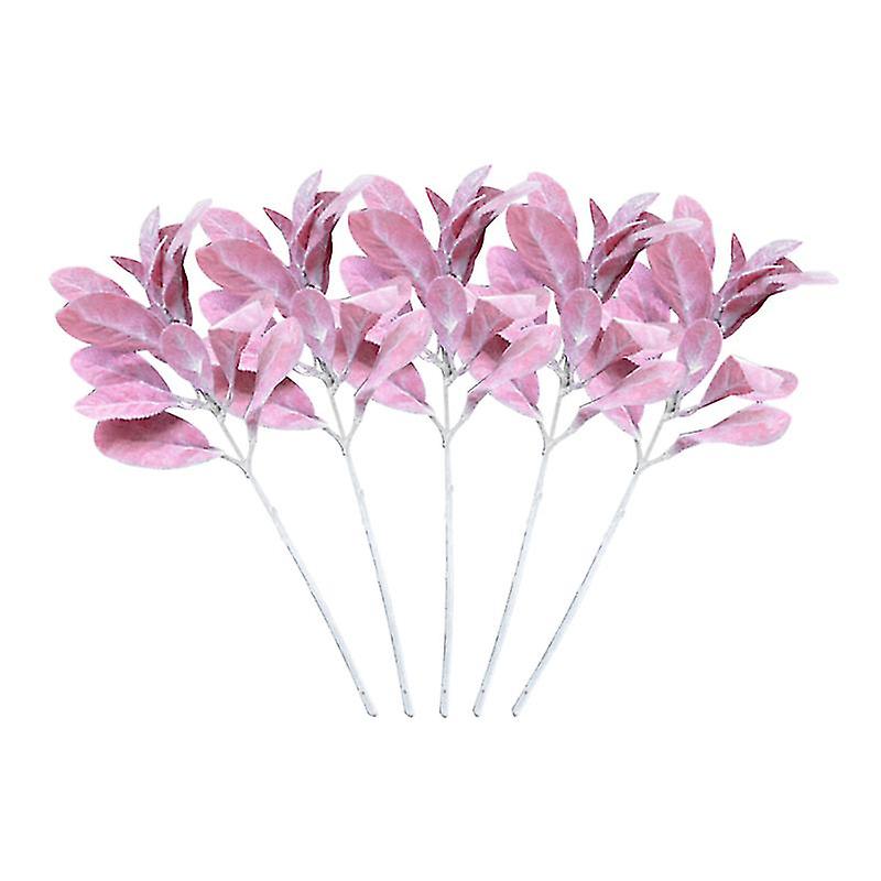 5pcs Imitation Flocking Leaves