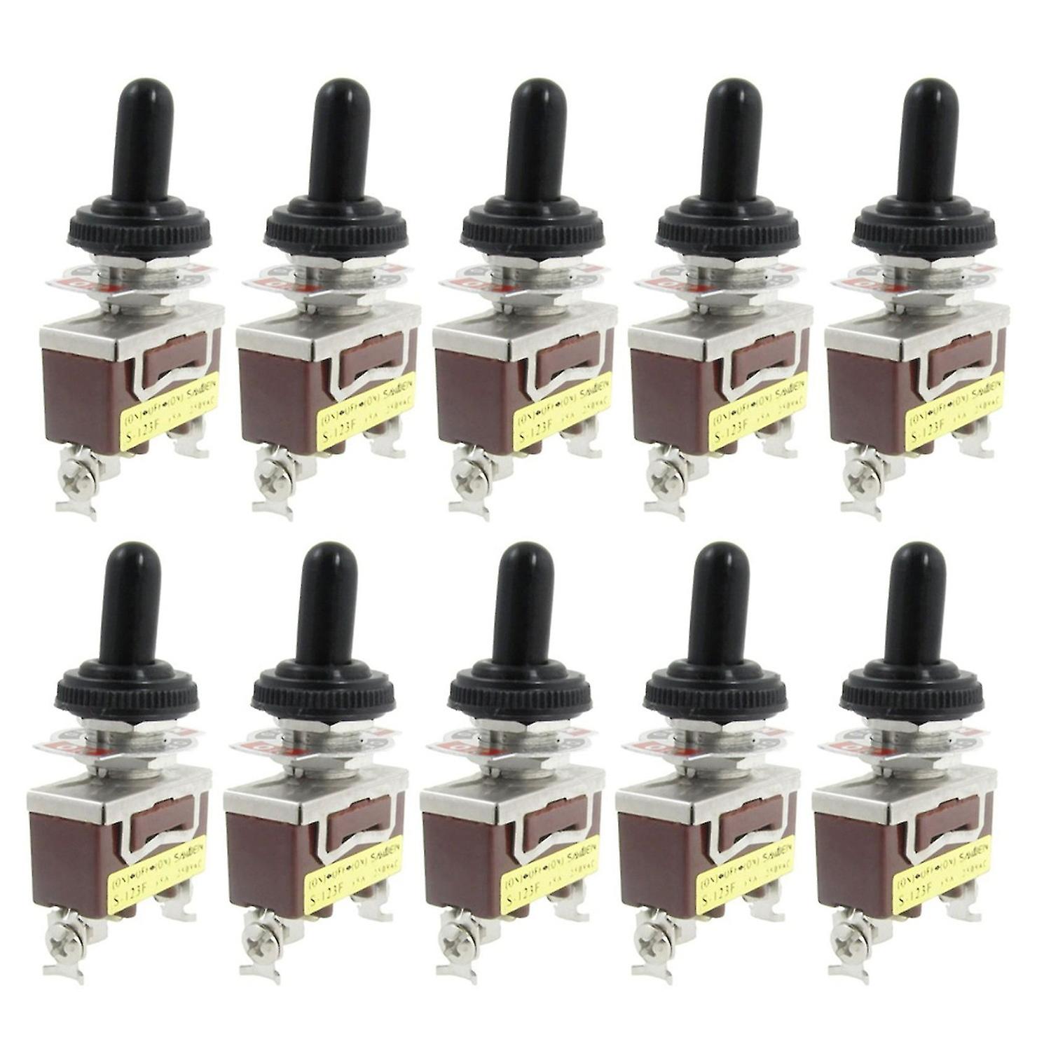 10x Ac 250v 15a Momentary Spdt Toggle Switch With Waterproof Boot