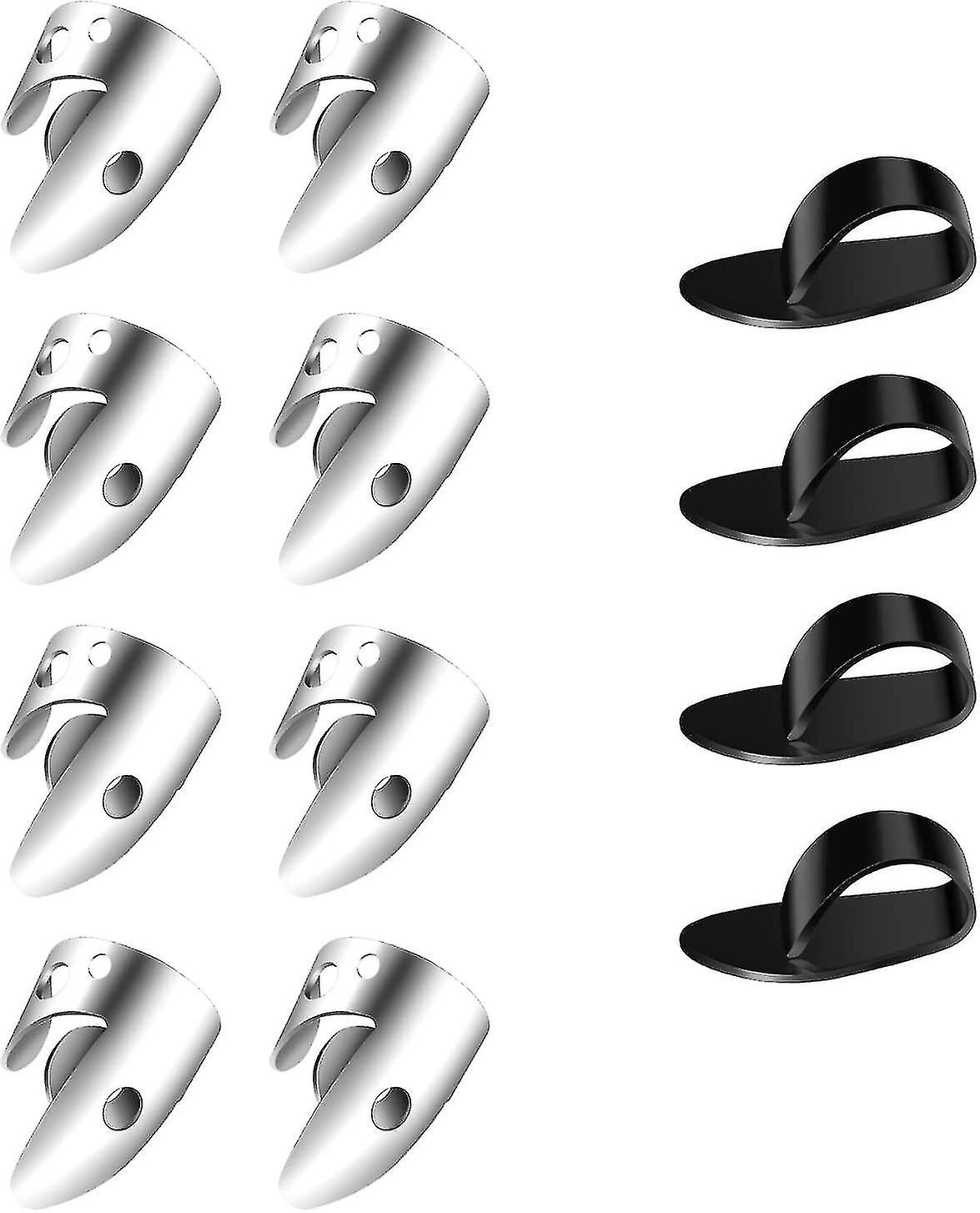 Set di plettri regolabili, tra cui 8 pezzi di argento in acciaio inossidabile plettri per pollice + 4 pezzi di plastica plettri per chitarra Banjo arpa basso a corde Inst