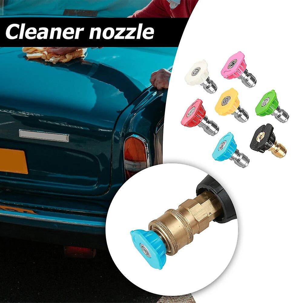7pcs Pressure Washer Lance Spray Nozzles 5000psi Tip Car Cleaning Tool 7 Color High Speed Rotation Increases Clean Zone