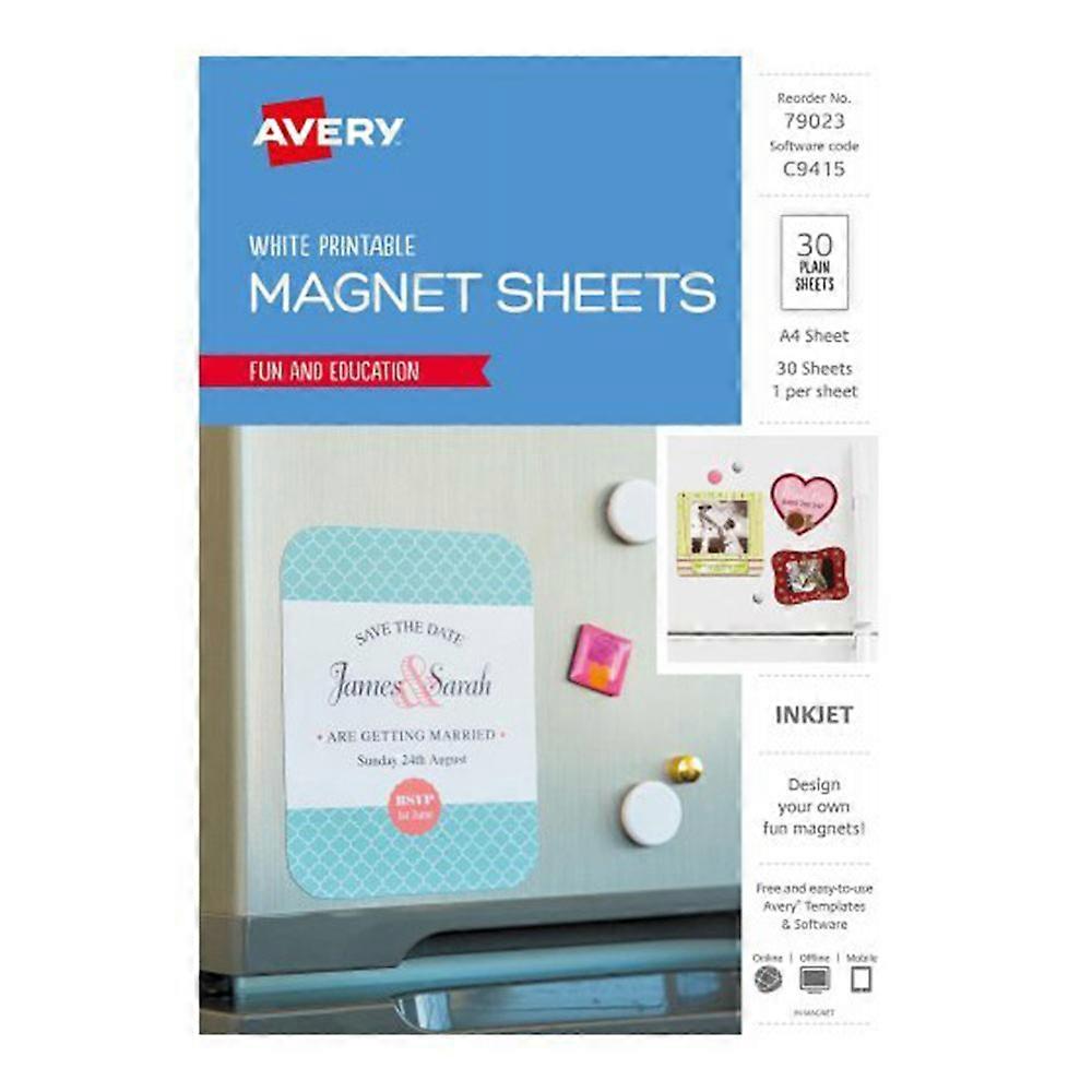 Avery A4 Fridge Magnet 30 Pieces White Premium High Quality Perfect Gift Idea
