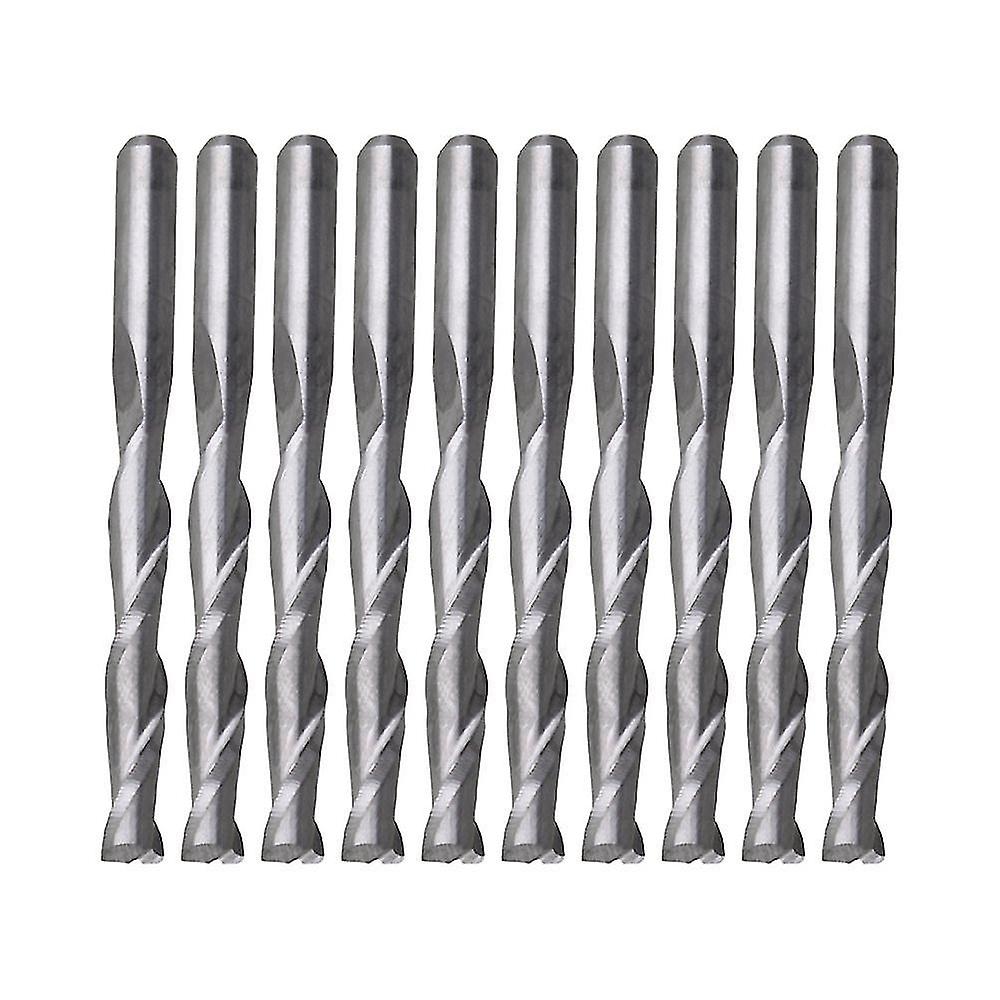 10x固体カーバイドダブル2フルートスパイラルカッター3.175x22mm CNCルータビットWS5119用