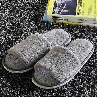 Damen Koralle Fleece Warme Hausschuhe Hotel Guest Flip Flops Indoor Haushaltsschuhe, 1 Paar-Grau, freie Größe