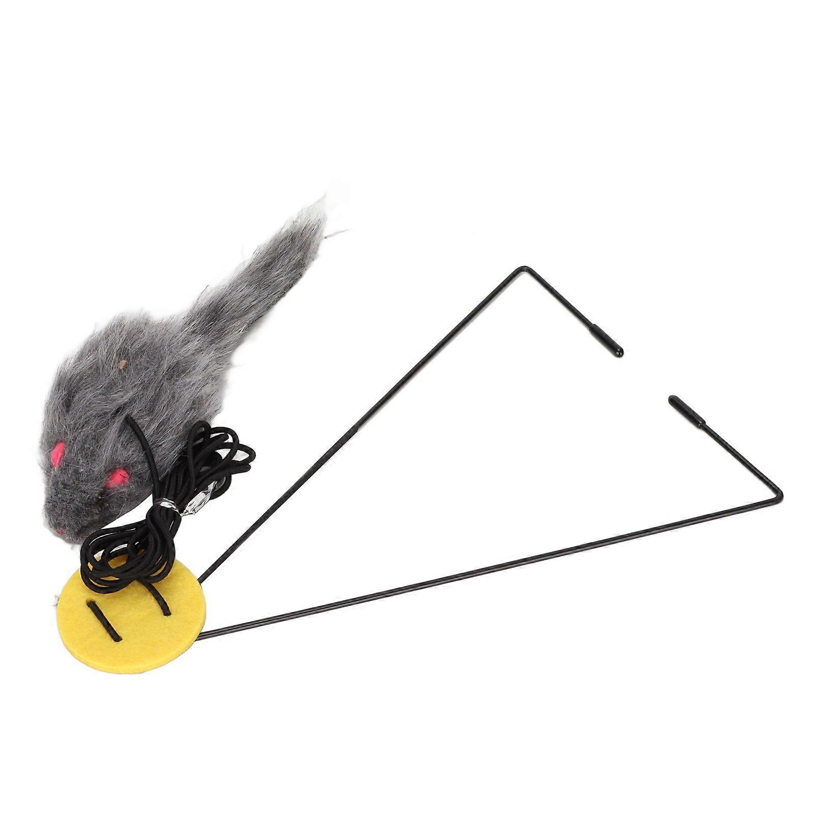 Door Hanging Mouse Cat Toy Interactive Adjustable Retractable Cat Catching Mouse Toy with Triangular Hook for Cats