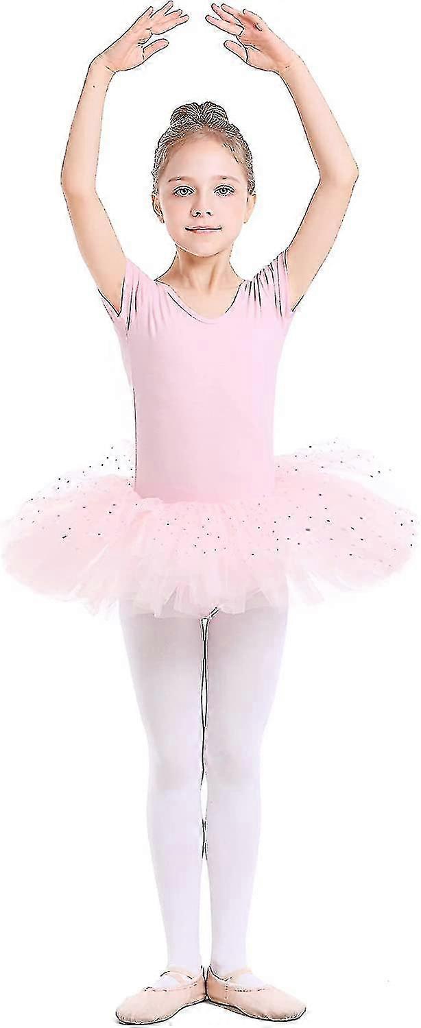 Ballet Tutu Leotards Toddler Girls Short Sleeve With Glitter Skirt